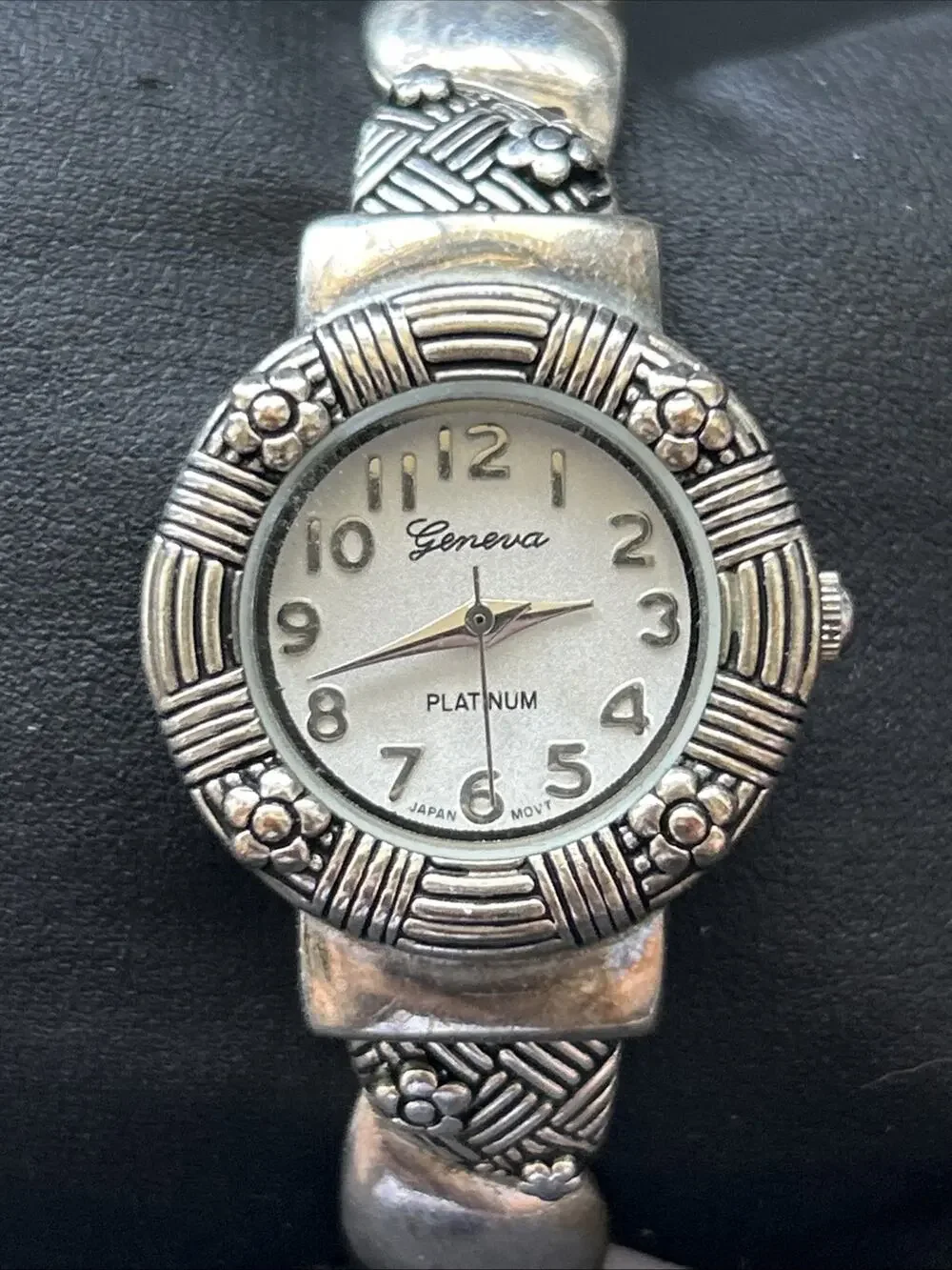 Geneva Silver Tone Women’s Cuff Watch